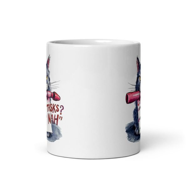 Tasks? Nah funny cat coffee mug / cup - Image 3