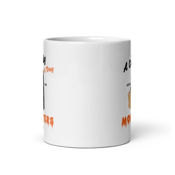 A candy a day keeps the monsters away funny Halloween coffee mug / cup - Image 3