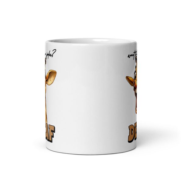 Want to hear a joke? Decaf funny giraffe coffee mug / cup - Image 3