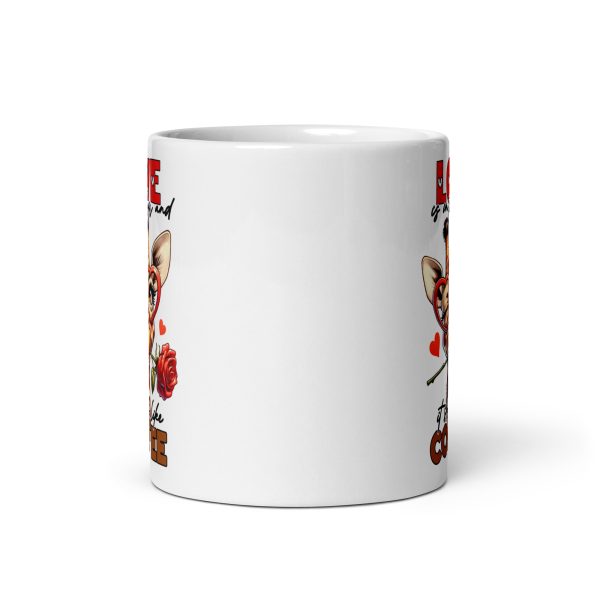 Love is in the air and it smells like coffee funny giraffe coffee mug / cup - Image 3