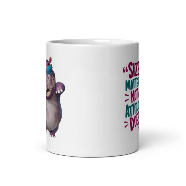 Size matters not, attitude does funny hippo coffee mug / cup - Image 3