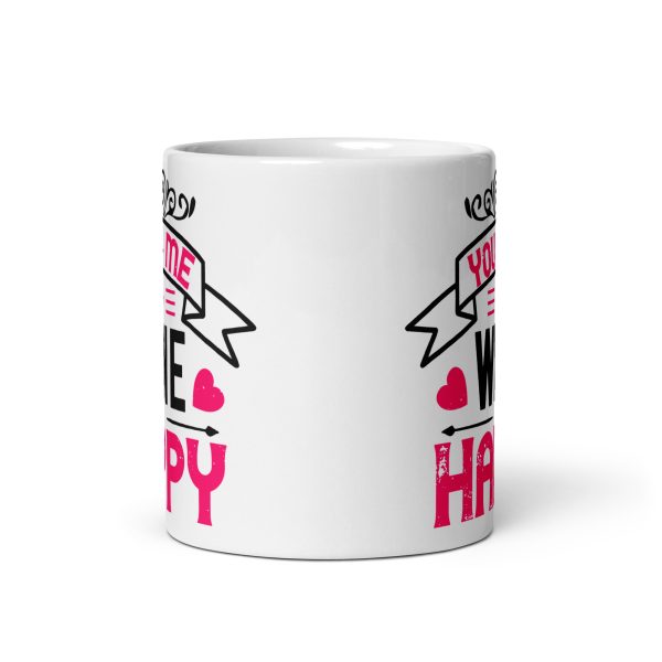 You + me + wine = happy funny coffee mug / cup - Image 3