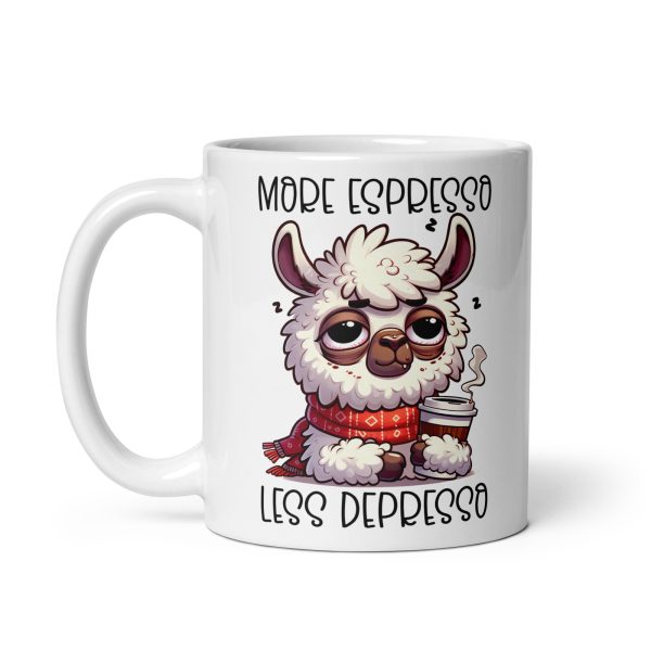 More espresso less depresso llama Funny Coffee Mug / Cup - Image 2