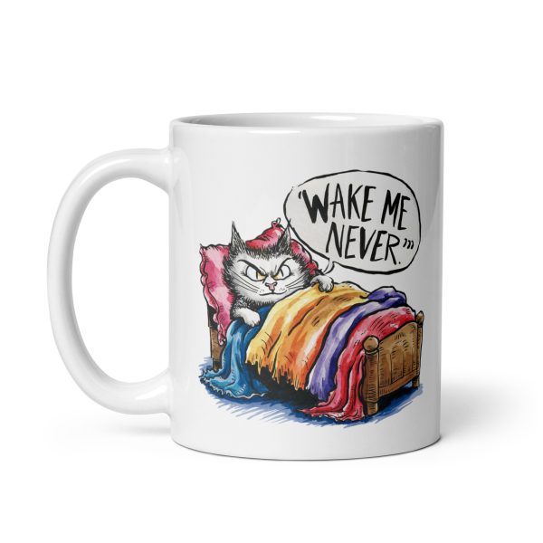 Wake me never funny cat coffee mug / cup - Image 2