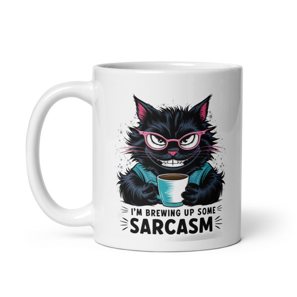 I'm brewing up some sarcasm funny cat coffee mug / cup - Image 2