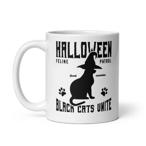 Halloween feline patrol black cats unite funny Halloween coffee mug / cup - Image 2