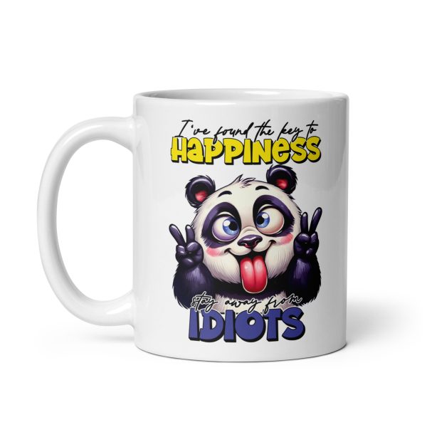 I've found the key to happiness stay away from idiots funny panda coffee mug / cup - Image 2