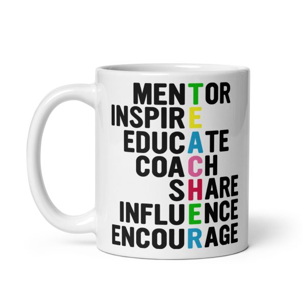 Mentor inspire educate coach share influence encourage teacher funny coffee mug / cup - Image 2