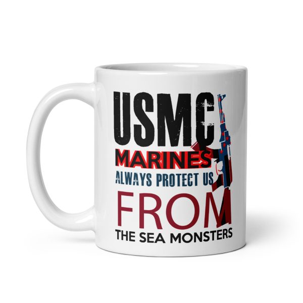 USMC marines always protect us from the sea monsters funny coffee mug / cup - Image 2