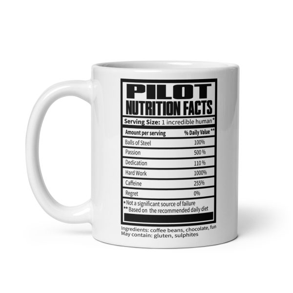 Pilot nutrition facts funny coffee mug / cup - Image 2