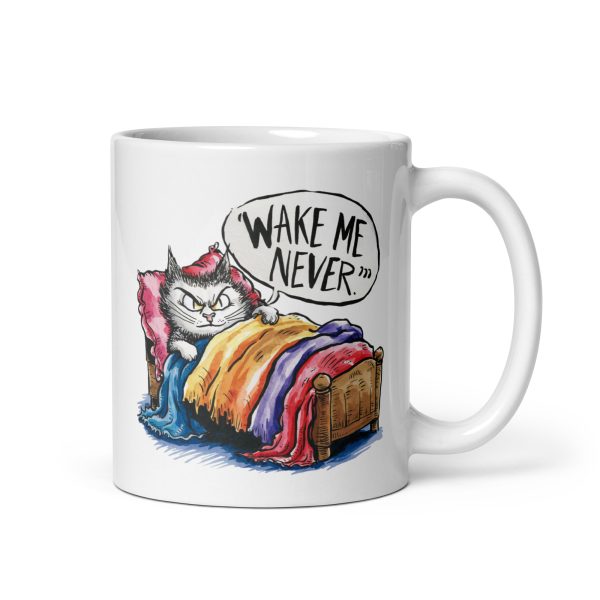 Wake me never funny cat coffee mug / cup