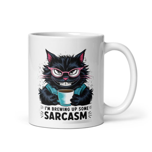 I'm brewing up some sarcasm funny cat coffee mug / cup