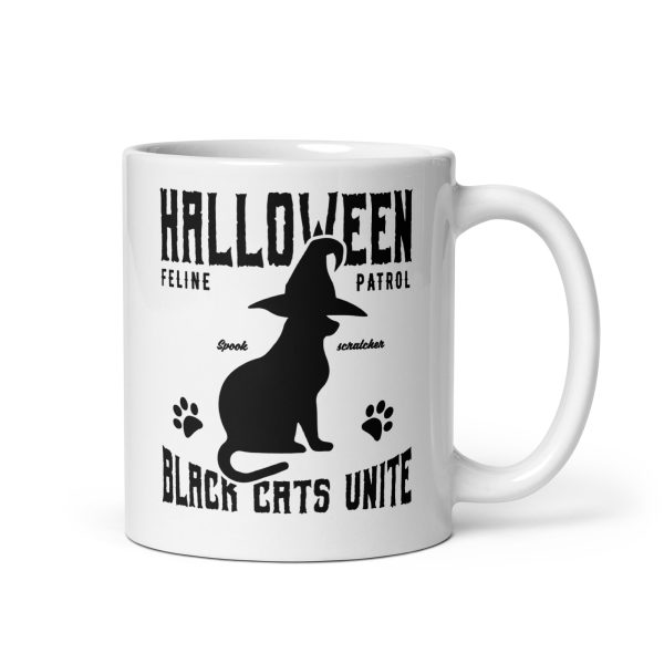 Halloween feline patrol black cats unite funny Halloween coffee mug / cup