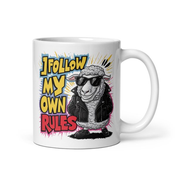 I follow my own rules funny sheep coffee mug / cup