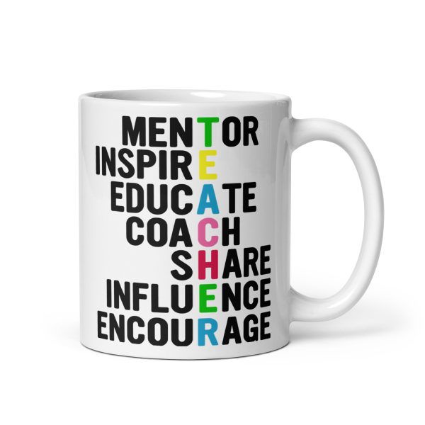 Mentor inspire educate coach share influence encourage teacher funny coffee mug / cup