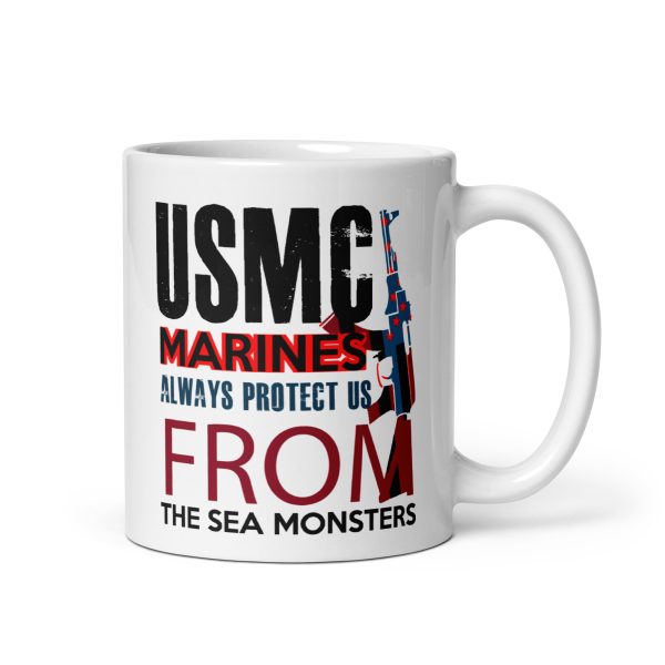 USMC marines always protect us from the sea monsters funny coffee mug / cup