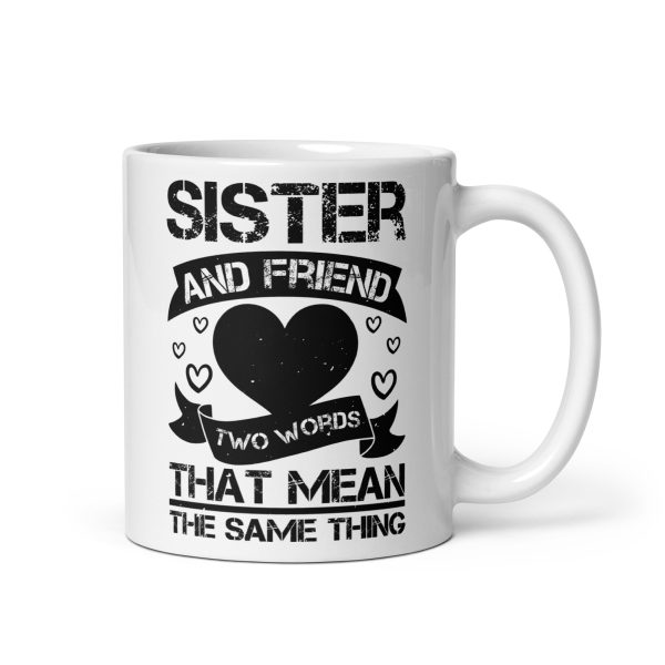 Sister and friend two words that mean the same thing funny coffee mug / cup