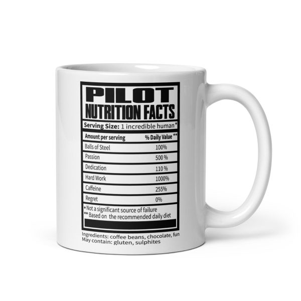 Pilot nutrition facts funny coffee mug / cup