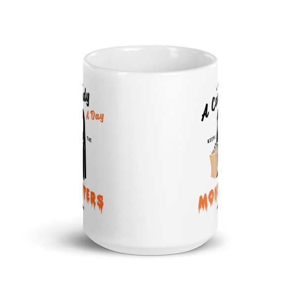 A candy a day keeps the monsters away funny Halloween coffee mug / cup - Image 6