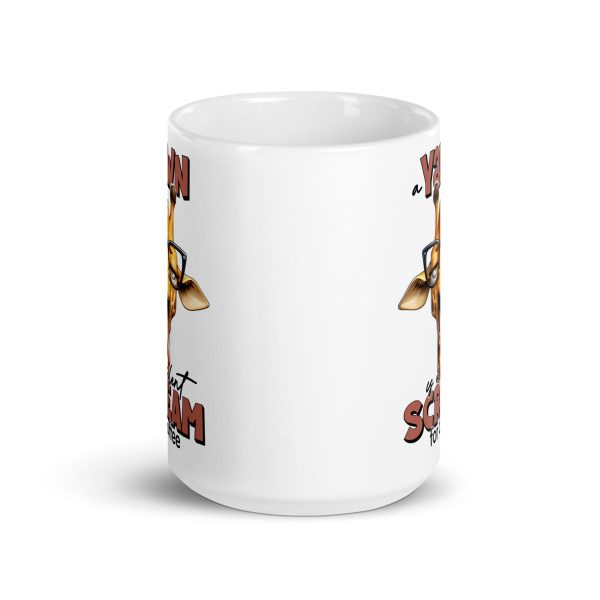 Yawn is a silent scream for coffee funny giraffe coffee mug / cup - Image 6