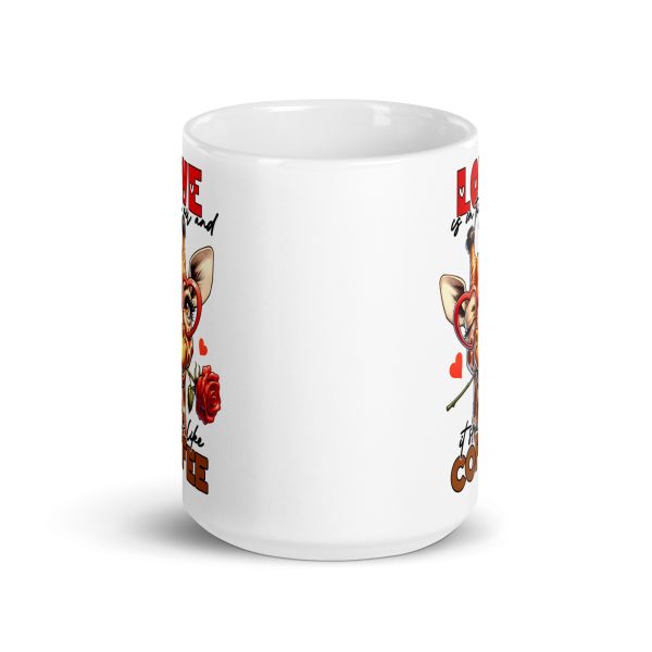 Love is in the air and it smells like coffee funny giraffe coffee mug / cup - Image 6