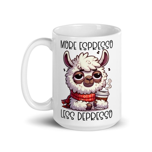 More espresso less depresso llama Funny Coffee Mug / Cup - Image 5