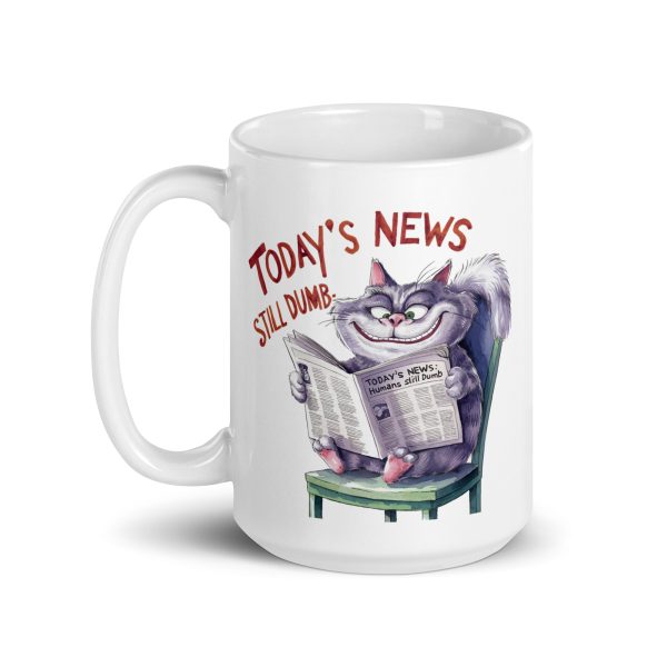 Today's news still dumb funny cat coffee mug / cup - Image 5