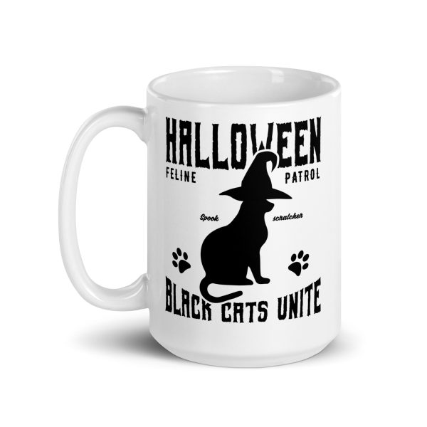 Halloween feline patrol black cats unite funny Halloween coffee mug / cup - Image 5