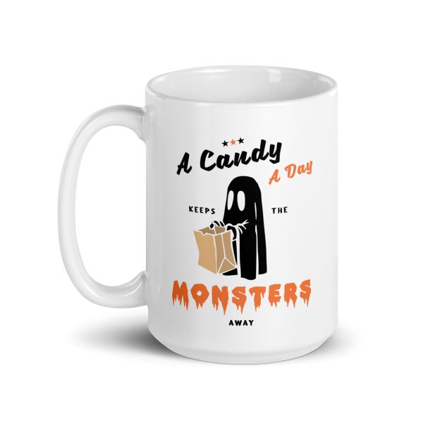 A candy a day keeps the monsters away funny Halloween coffee mug / cup - Image 5