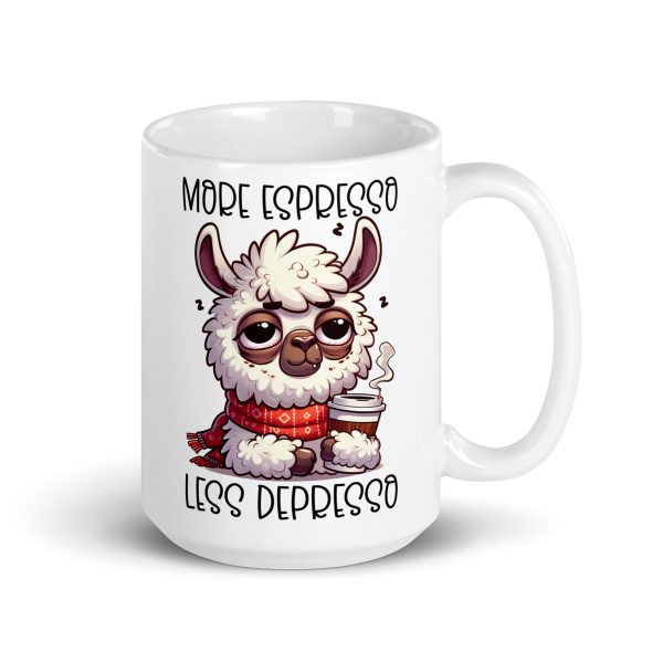 More espresso less depresso llama Funny Coffee Mug / Cup - Image 4