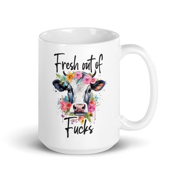 Fresh out of fucks funny cow coffee mug / cup - Image 4