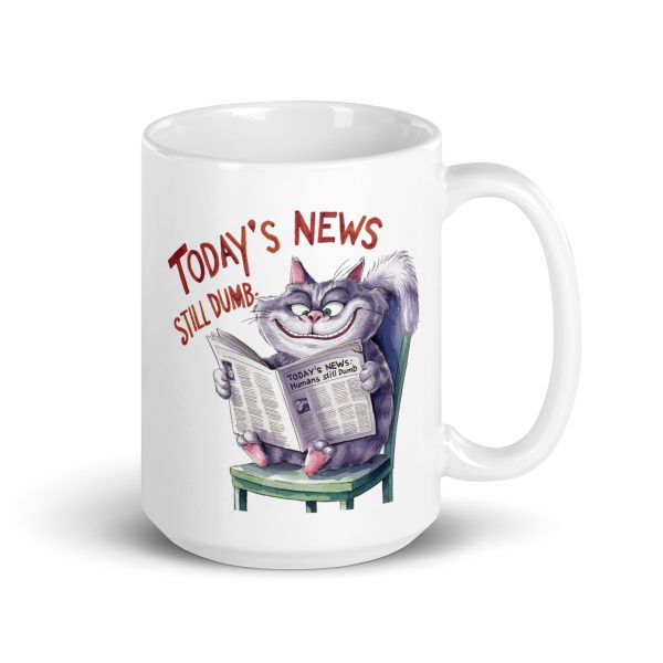 Today's news still dumb funny cat coffee mug / cup - Image 4