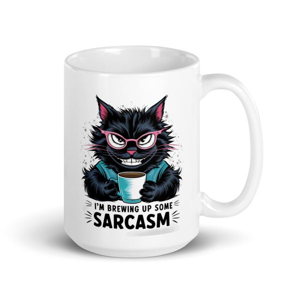 I'm brewing up some sarcasm funny cat coffee mug / cup - Image 4