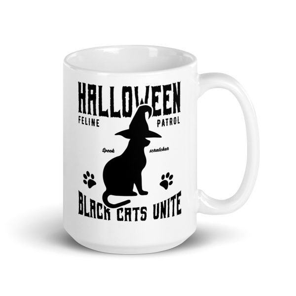 Halloween feline patrol black cats unite funny Halloween coffee mug / cup - Image 4