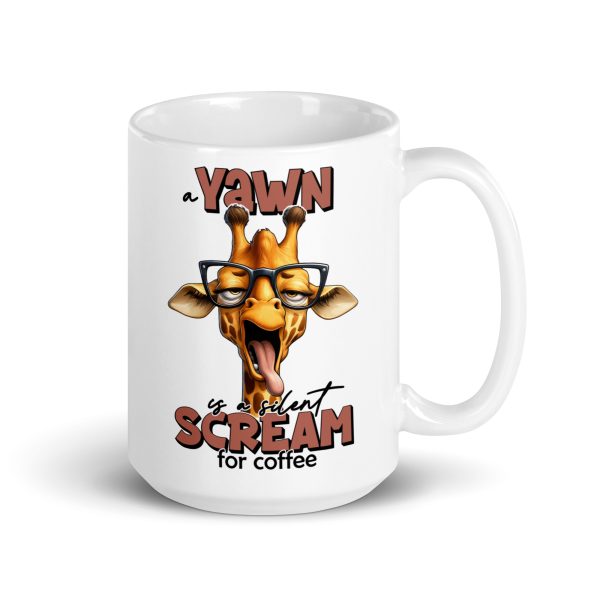 Yawn is a silent scream for coffee funny giraffe coffee mug / cup - Image 4