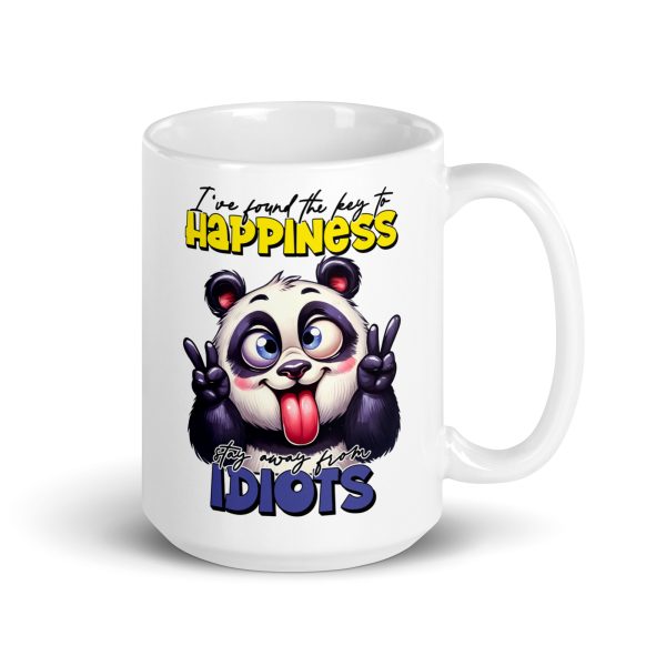 I've found the key to happiness stay away from idiots funny panda coffee mug / cup - Image 4