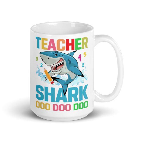 Teacher shark doo doo doo funny coffee mug / cup - Image 4