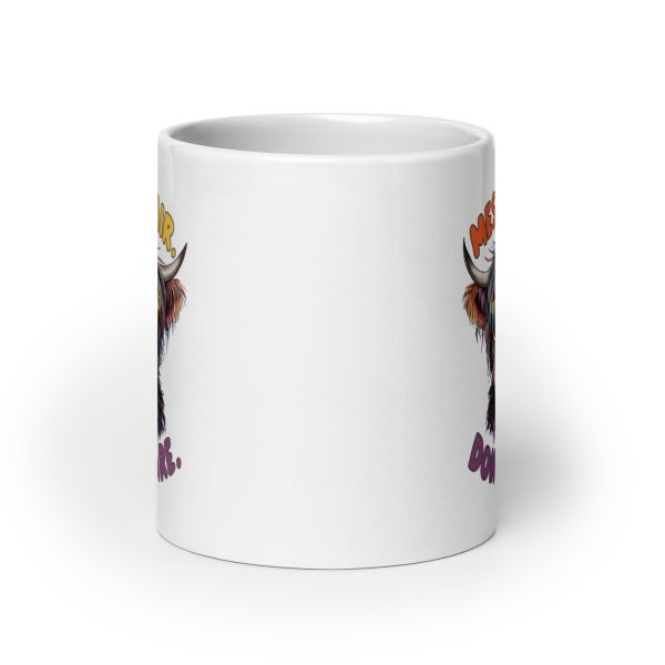 Messy hair don't care funny cow coffee mug / cup - Image 9