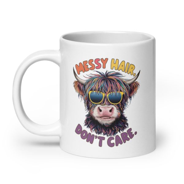 Messy hair don't care funny cow coffee mug / cup - Image 8