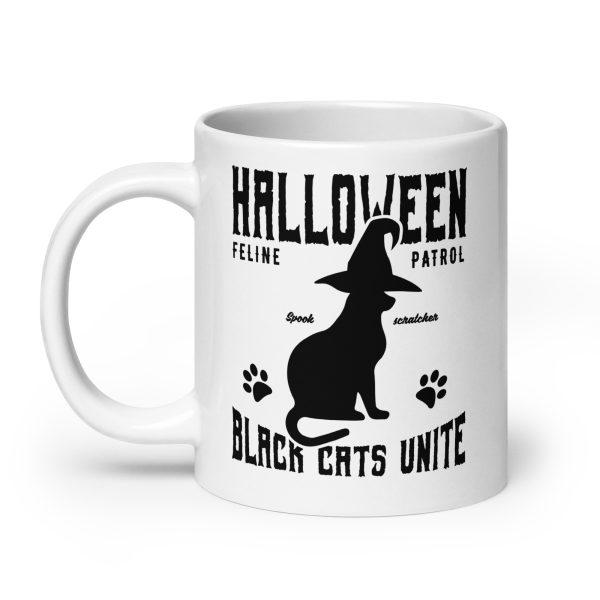 Halloween feline patrol black cats unite funny Halloween coffee mug / cup - Image 8