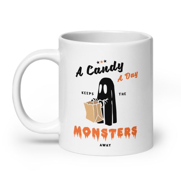 A candy a day keeps the monsters away funny Halloween coffee mug / cup - Image 8