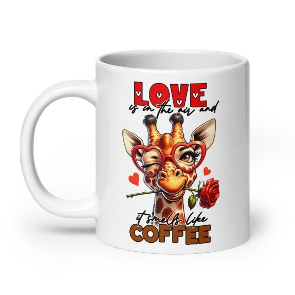 Love is in the air and it smells like coffee funny giraffe coffee mug / cup - Image 8