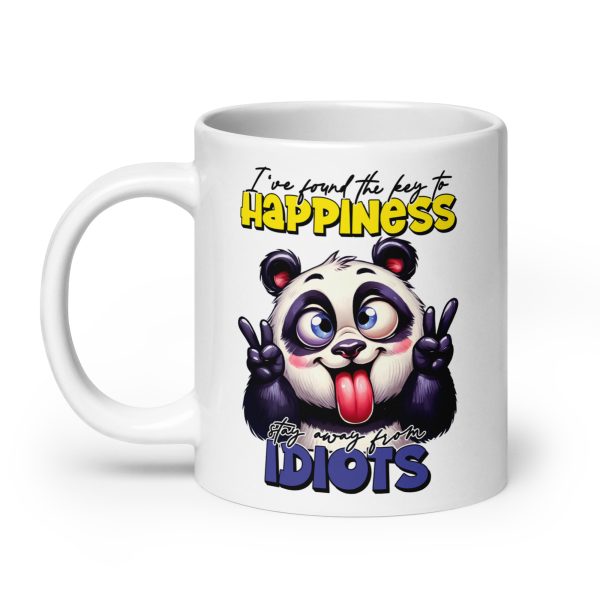 I've found the key to happiness stay away from idiots funny panda coffee mug / cup - Image 8