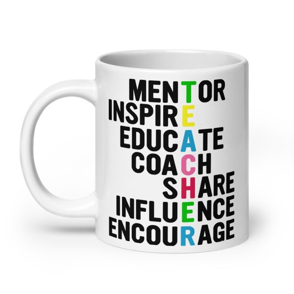 Mentor inspire educate coach share influence encourage teacher funny coffee mug / cup - Image 8