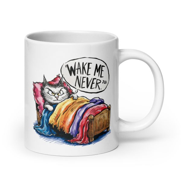 Wake me never funny cat coffee mug / cup - Image 7