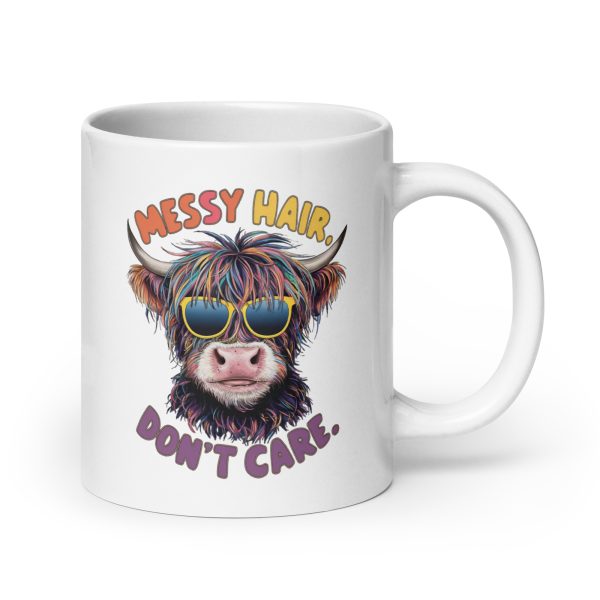 Messy hair don't care funny cow coffee mug / cup - Image 7