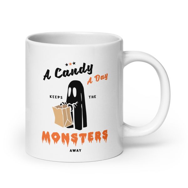 A candy a day keeps the monsters away funny Halloween coffee mug / cup - Image 7