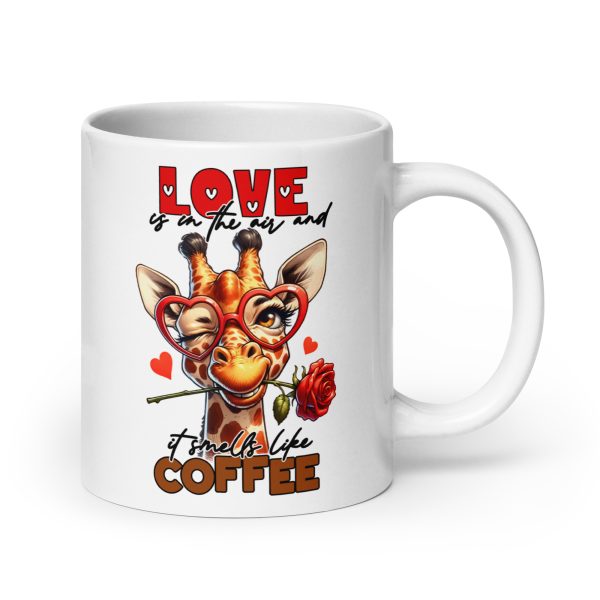 Love is in the air and it smells like coffee funny giraffe coffee mug / cup - Image 7