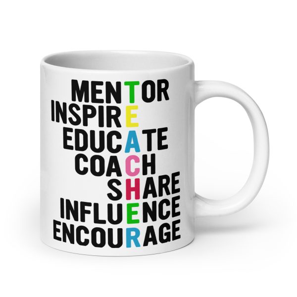 Mentor inspire educate coach share influence encourage teacher funny coffee mug / cup - Image 7